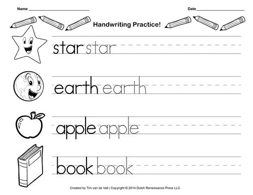 Handwriting Sheets For Preschool