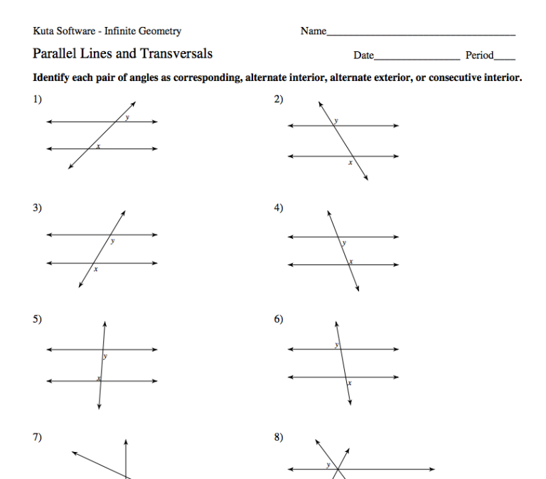 Angle Pair Relationships Worksheet Kuta Software Answers