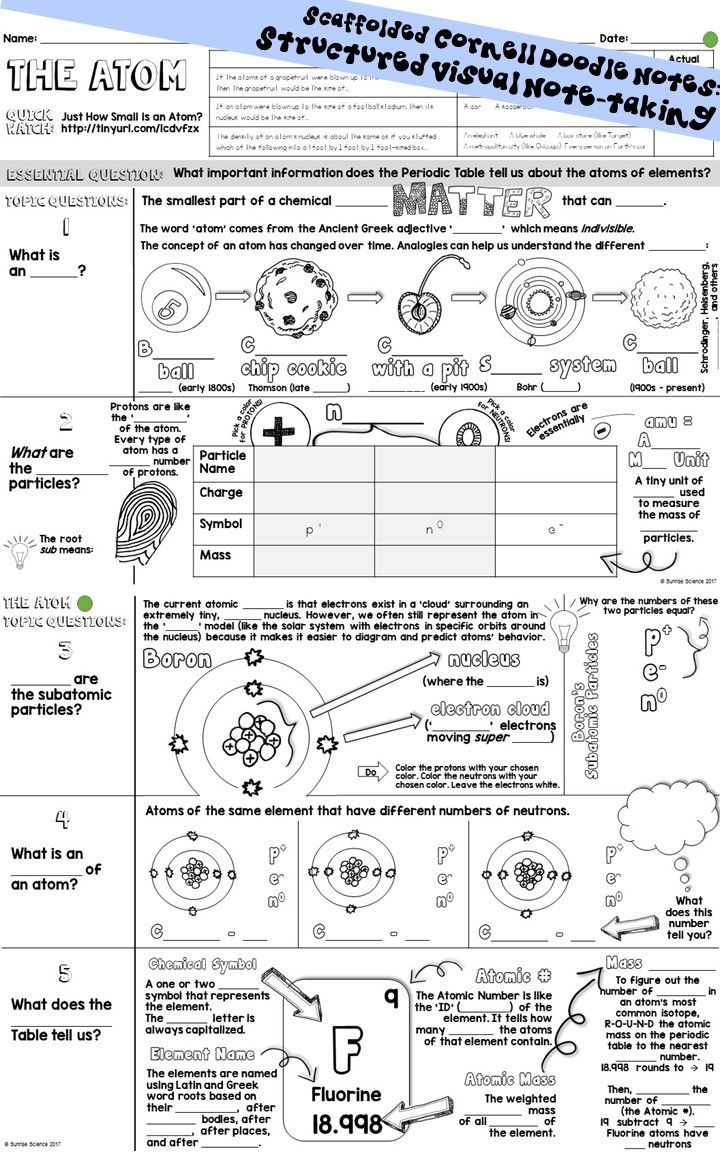 Subatomic Particles Worksheet Key