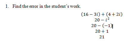 Complex Numbers Worksheet Answer Key