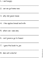 Class 1 Simple Sentences For Grade 1