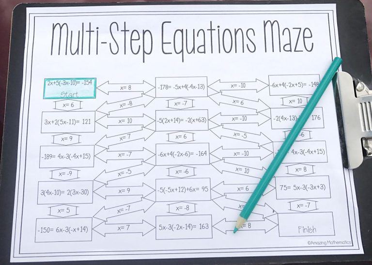 Two Step Equation Maze 3