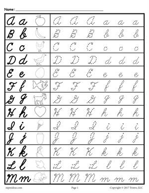 Printable Cursive Capital Letters Worksheet