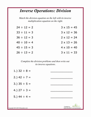 Inverse Operations Worksheets Pdf