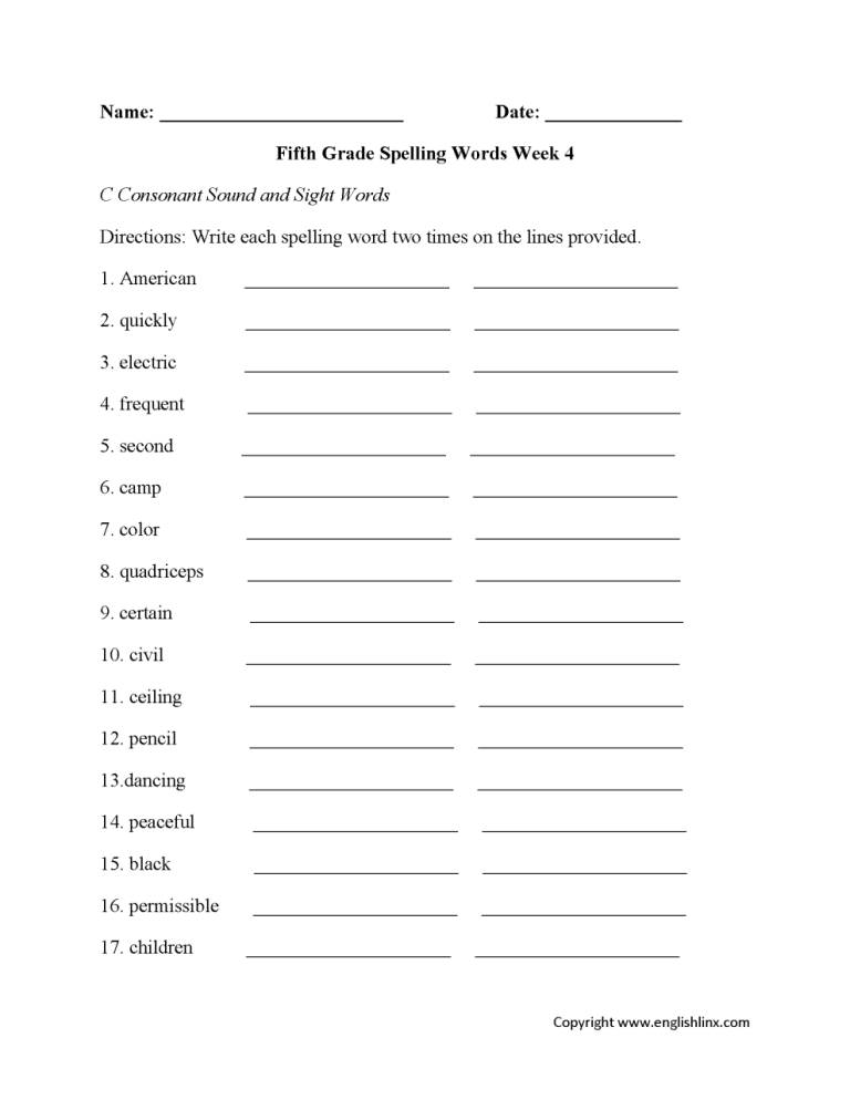 Year 4 English Worksheets