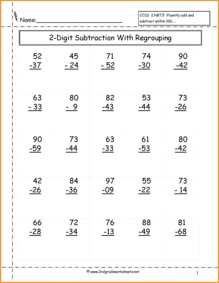 2 Digit Addition Worksheets 2nd Grade