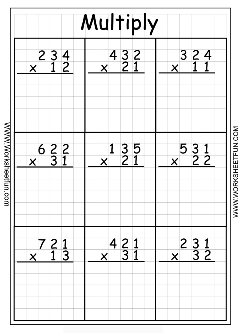 2 Digit Multiplication Worksheets