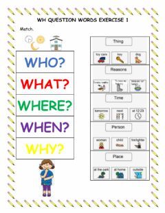 Question Words Worksheet For Grade 1