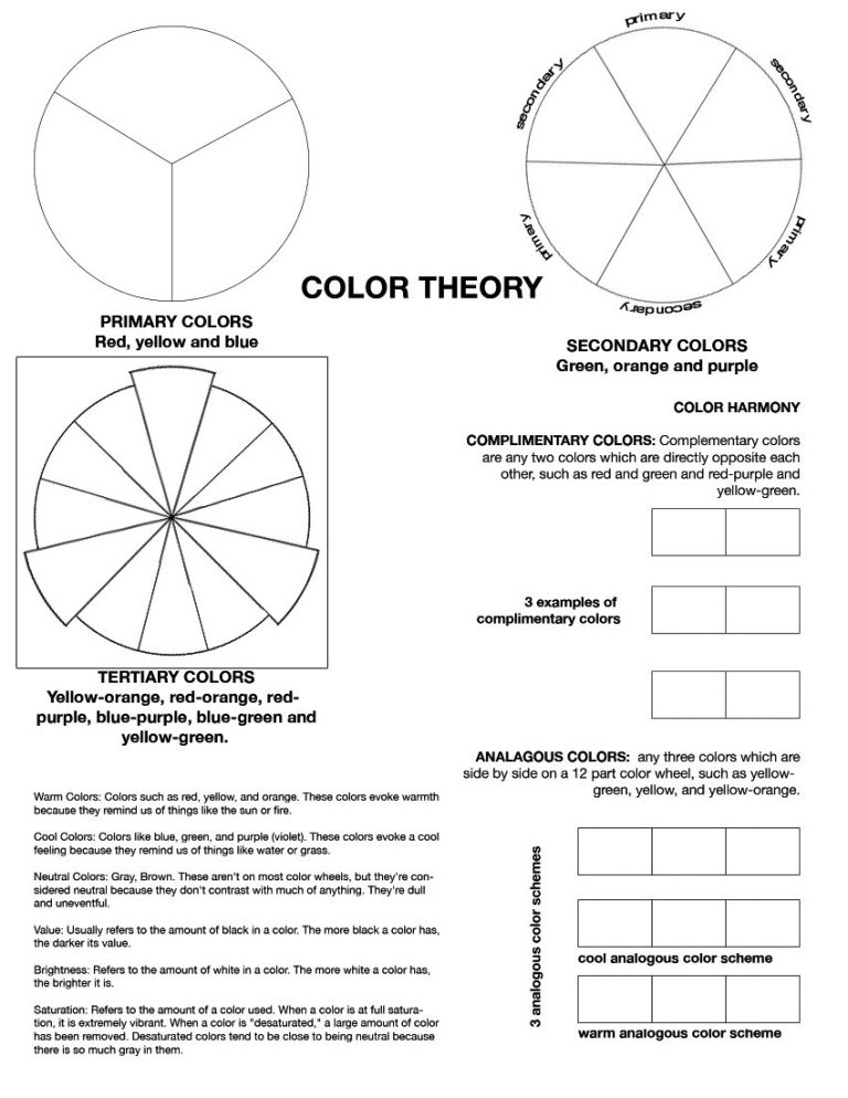 Color Theory Worksheet Answers