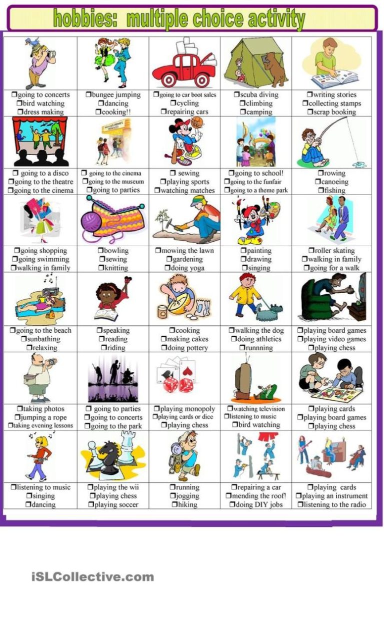 Free Time Activities Worksheet