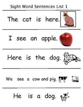 Basic Simple Sentences For Grade 1