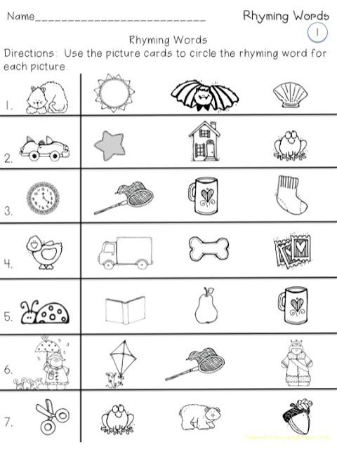 Rhyming Worksheets For Preschoolers