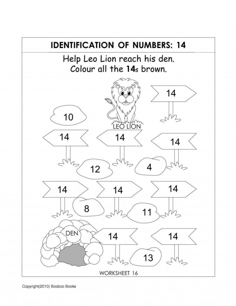 Number Recognition Worksheets Kindergarten