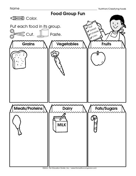 Food Groups Worksheets For Kindergarten