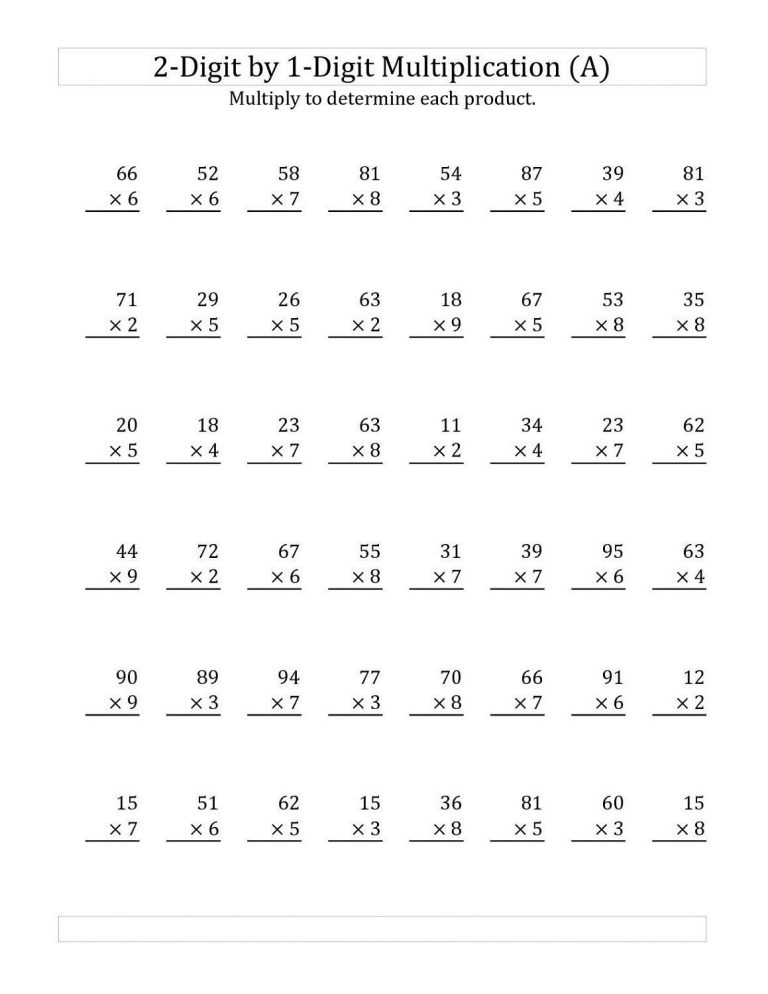 Multiplication Worksheets Grade 5