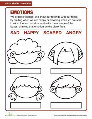 Emotions Worksheets For Elementary Students