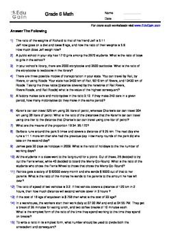 Ratio And Proportion Word Problems Worksheet With Answers