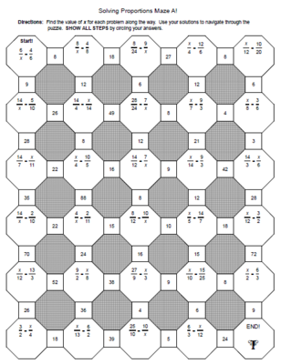 Solving Proportions Worksheet