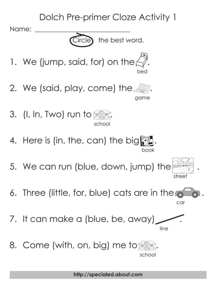 First Grade Worksheets Sight Words