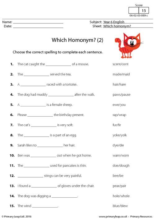 Year 6 English Worksheets Free