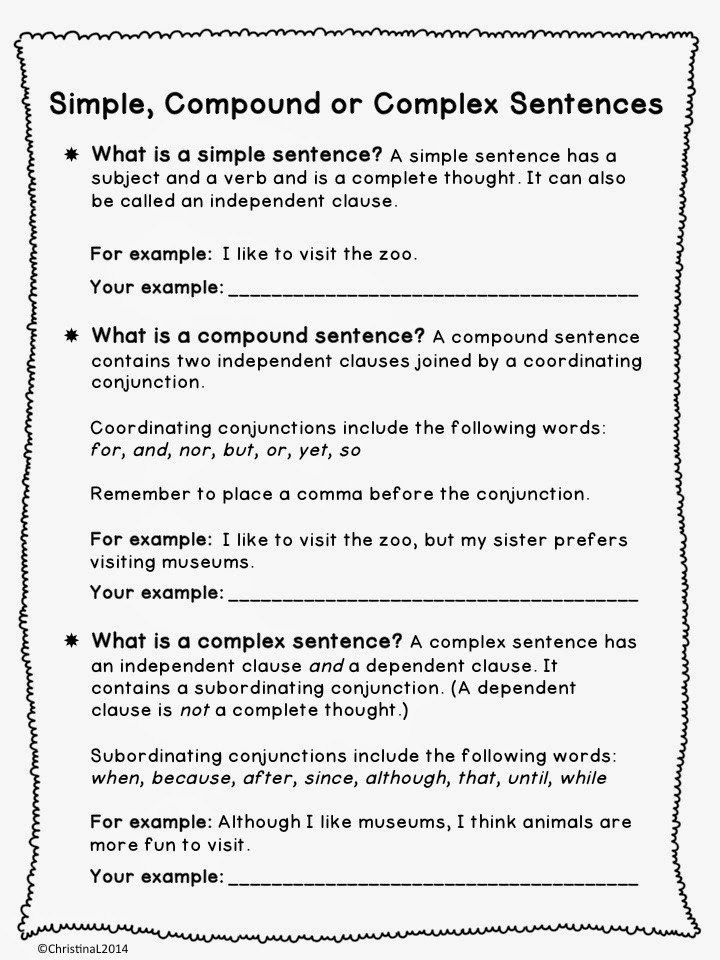 Compound Sentences Worksheet 7th Grade