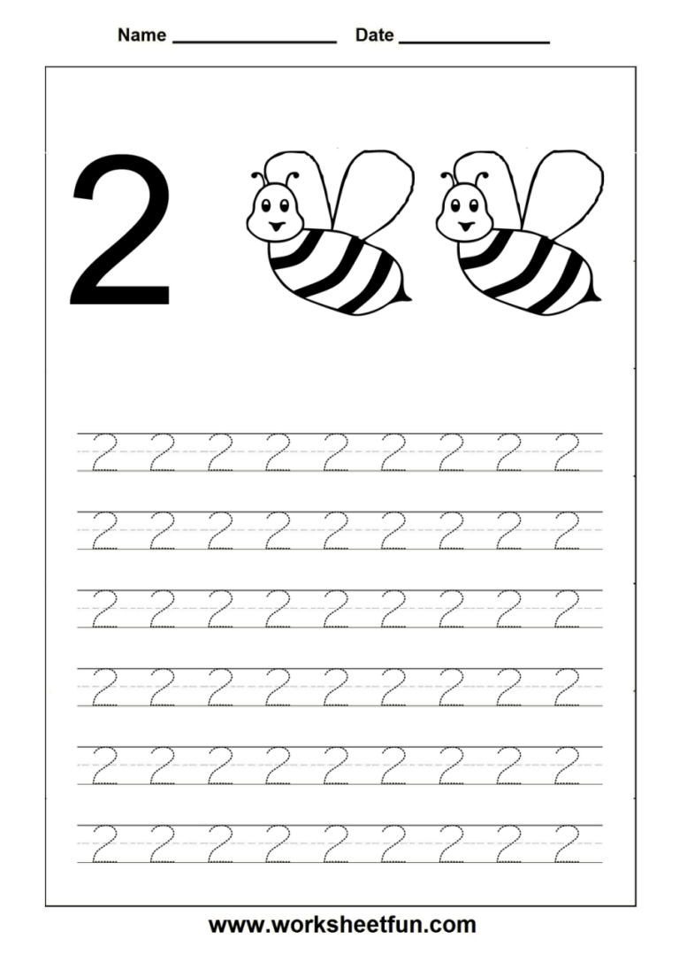 Number 2 Worksheets Prek