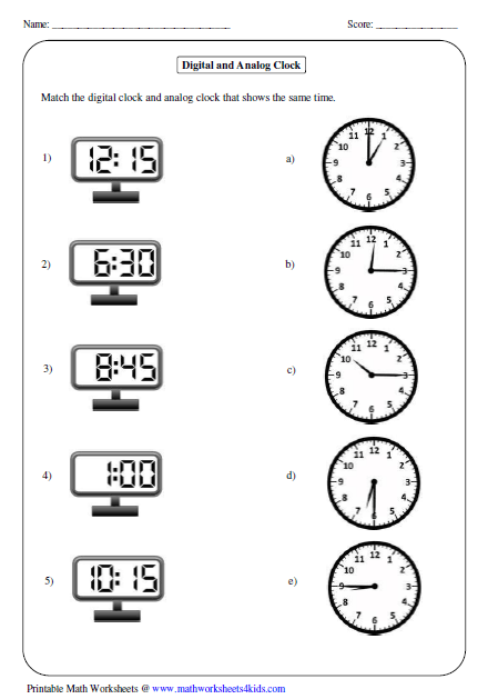 Time Worksheets