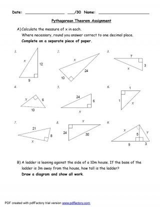 Year 9 Pythagoras Worksheets