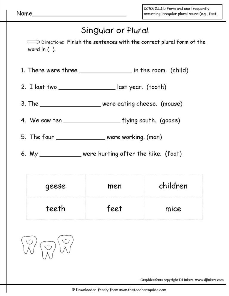 Singular And Plural Nouns Worksheet Answers