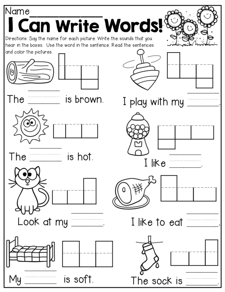 Simple Sentence Worksheet For Kids