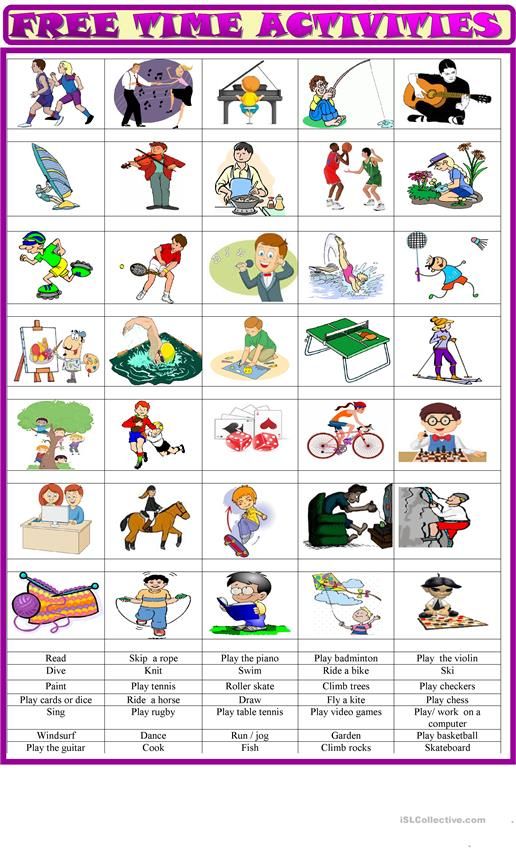 Free Time Activities Worksheet Doc