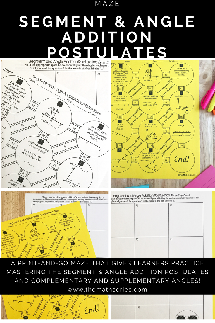 Segment Addition Postulate Worksheet Unit 1