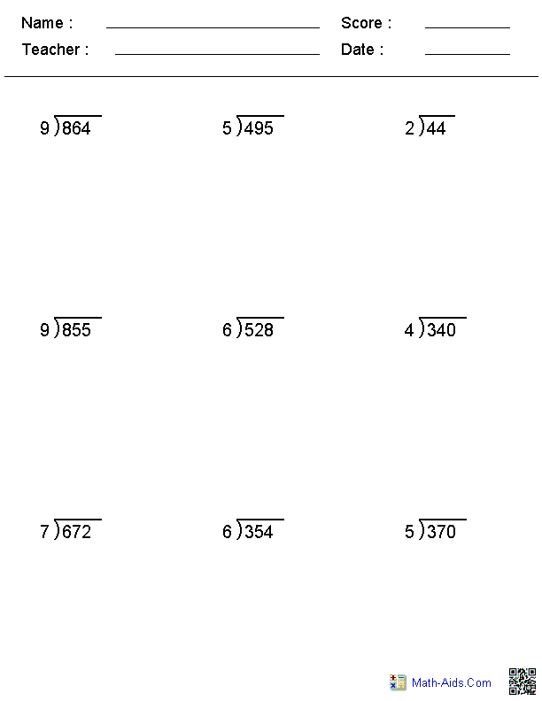 5th Grade Division Problems