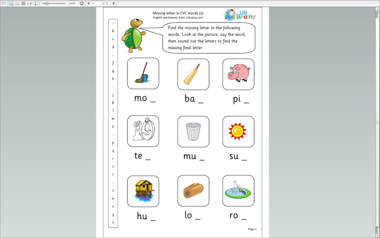 Missing Letters Worksheet For Grade 2