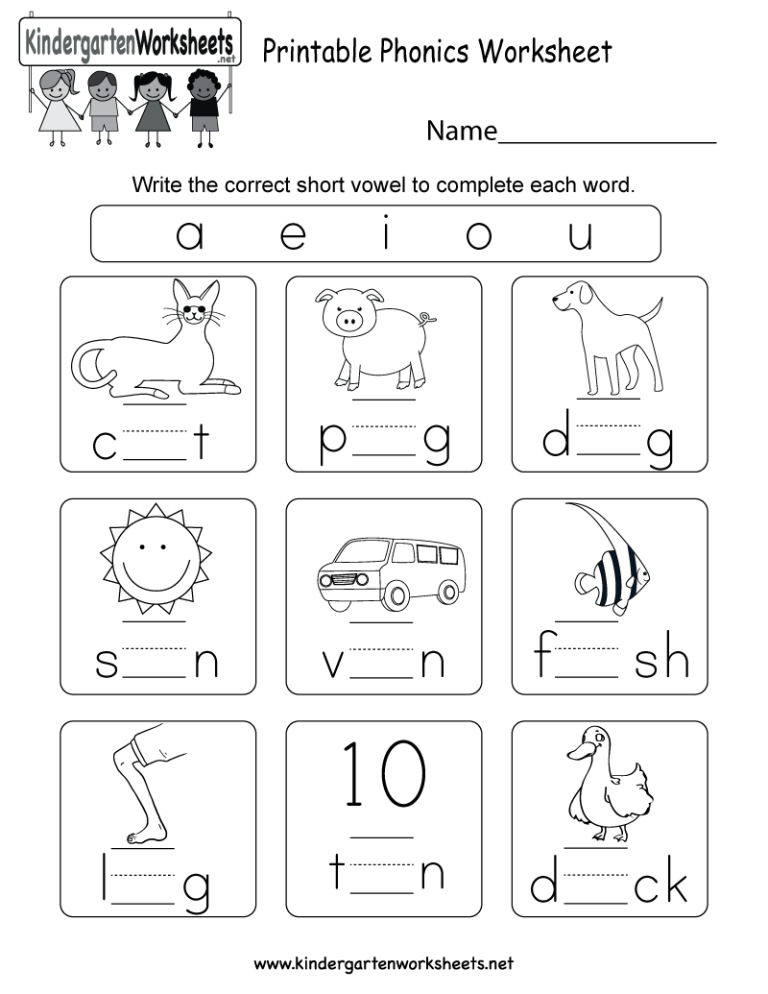 Kindergarten Phonics Worksheets