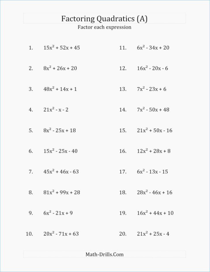 Factoring Worksheet