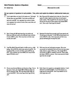 Writing Linear Equations Worksheet Word Problems