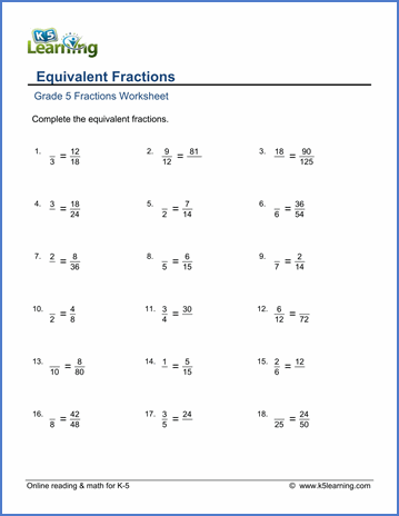 Equivalent Fractions Worksheet Pdf