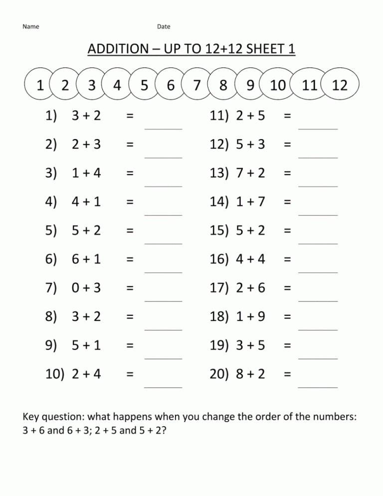 Year 1 Worksheets Math