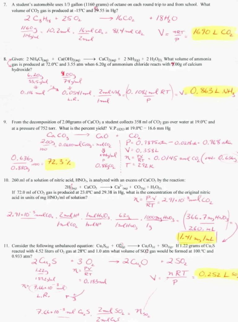 Stoichiometry Practice Worksheet