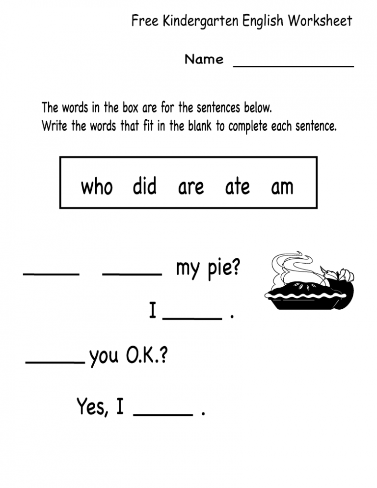 Free Printable Worksheets For Kindergarten