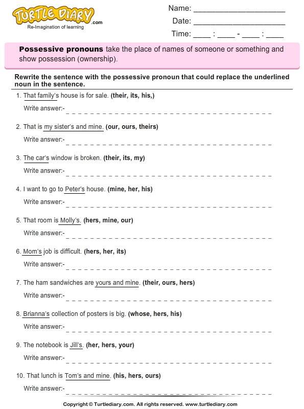 Pronouns Worksheet 3rd Grade