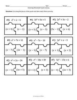 Grade Factoring Practice Worksheet