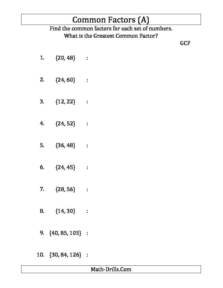 Lcm Worksheets For Grade 6