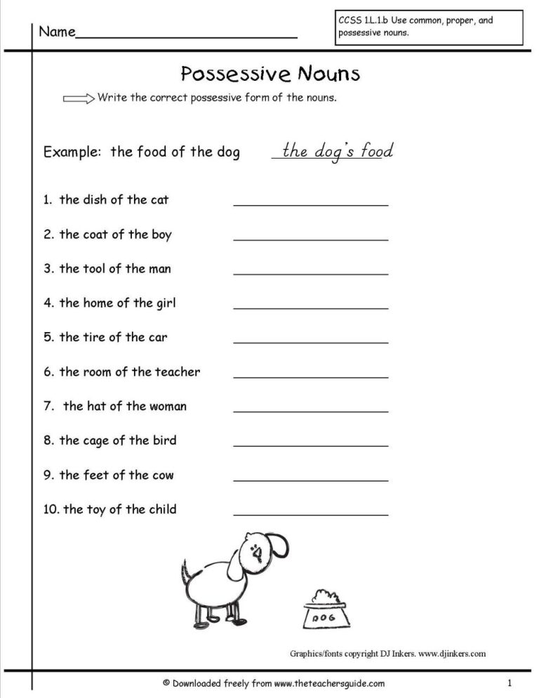 Printable Possessive Apostrophe Worksheet