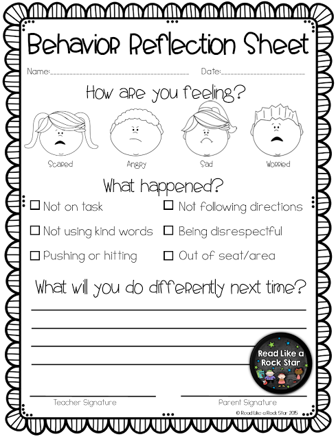 Behavior Reflection Sheet