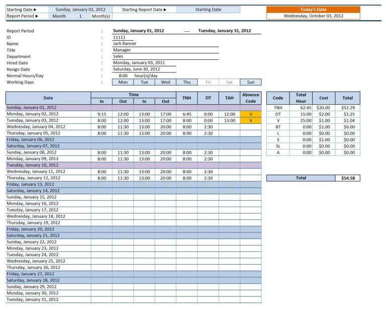 Worksheet Excel File