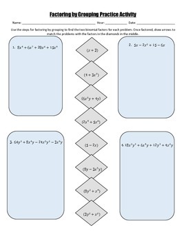 Algebra Factoring By Grouping Worksheet