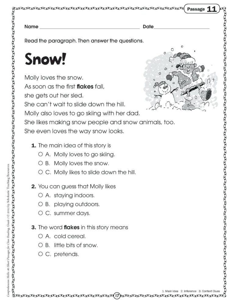 4th Grade Reading Worksheets Free Printable