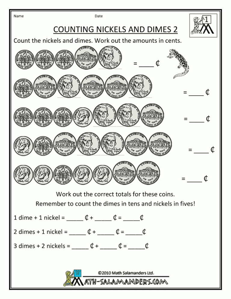 Counting Money Worksheets Grade 1